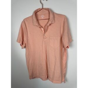 J.Crew Garment Dyed Knit Polo Shirt Peach Men's Large Short Sleeve Soft preppy